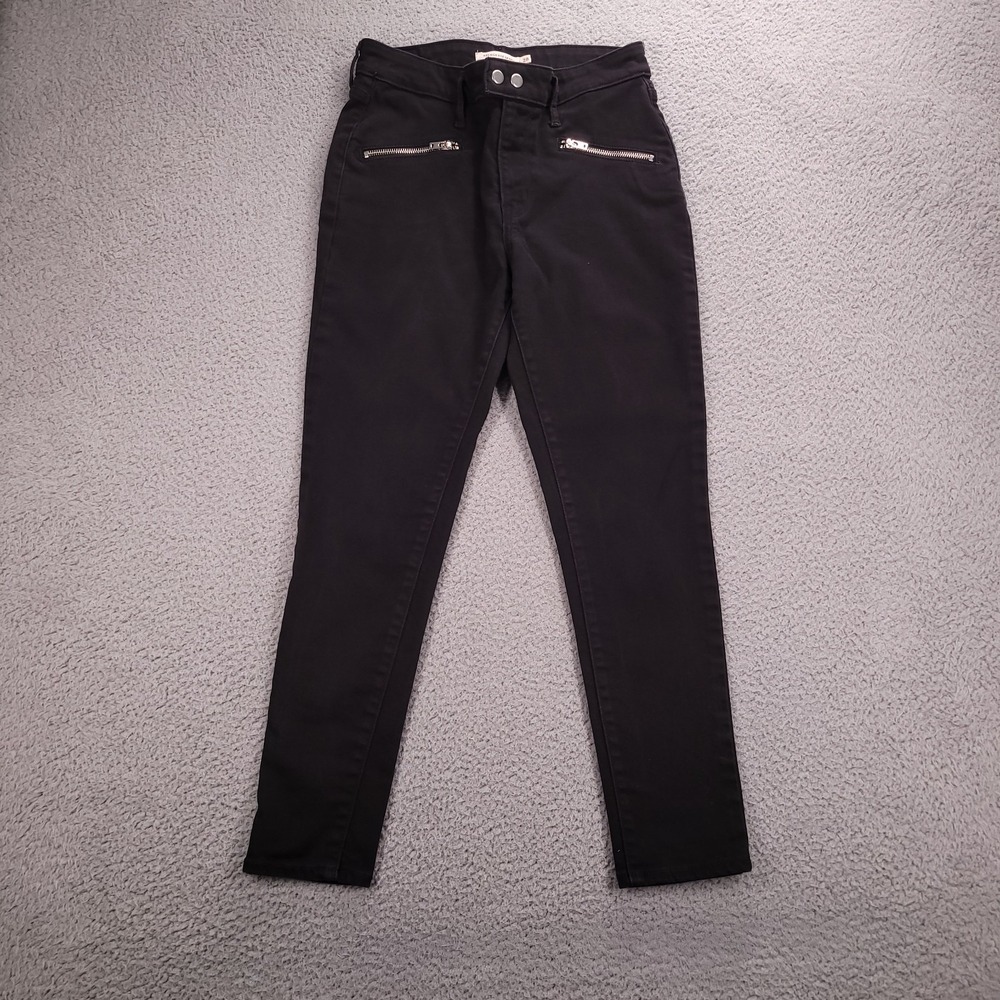 LEVIS 721 Jeans Womens Size 28 High Rise Skinny Zipper Pocket Black Denim 28x26